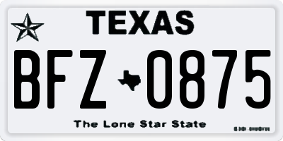 TX license plate BFZ0875
