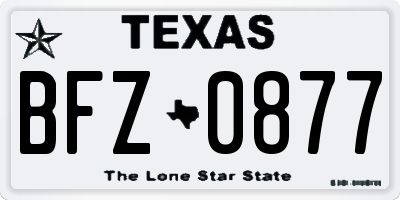 TX license plate BFZ0877