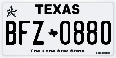 TX license plate BFZ0880