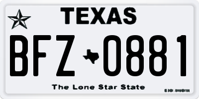 TX license plate BFZ0881