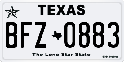 TX license plate BFZ0883