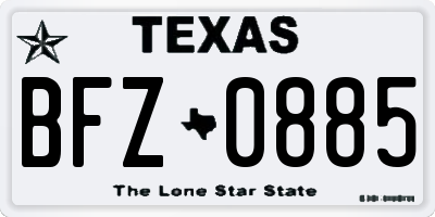 TX license plate BFZ0885