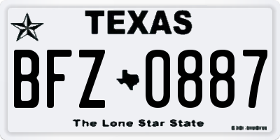 TX license plate BFZ0887