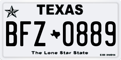 TX license plate BFZ0889
