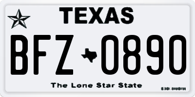 TX license plate BFZ0890