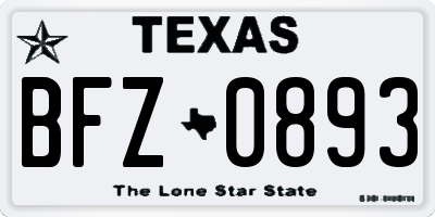 TX license plate BFZ0893