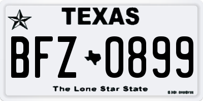 TX license plate BFZ0899