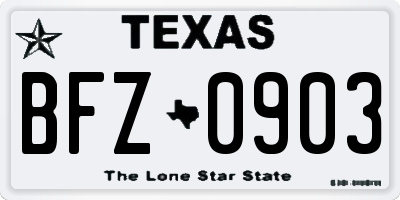 TX license plate BFZ0903