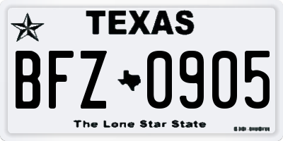 TX license plate BFZ0905