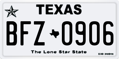 TX license plate BFZ0906