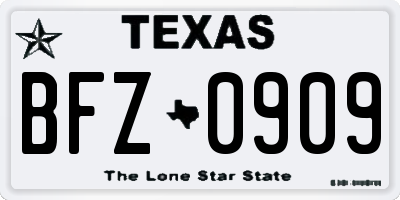 TX license plate BFZ0909