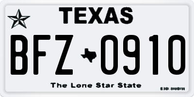 TX license plate BFZ0910