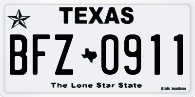 TX license plate BFZ0911