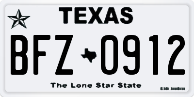 TX license plate BFZ0912