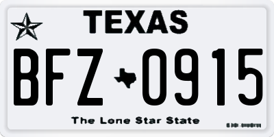TX license plate BFZ0915