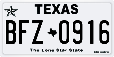 TX license plate BFZ0916