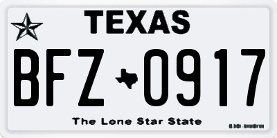 TX license plate BFZ0917