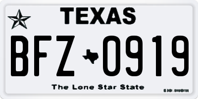 TX license plate BFZ0919