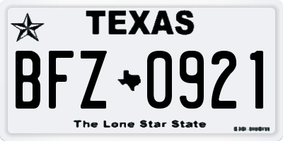 TX license plate BFZ0921