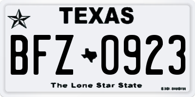 TX license plate BFZ0923
