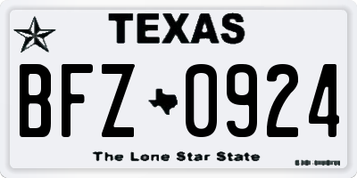 TX license plate BFZ0924