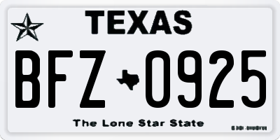 TX license plate BFZ0925