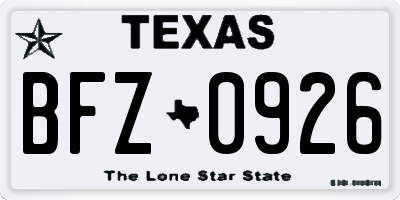 TX license plate BFZ0926