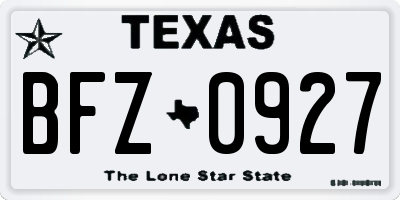 TX license plate BFZ0927