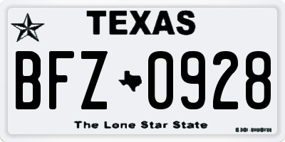 TX license plate BFZ0928