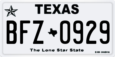 TX license plate BFZ0929