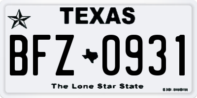 TX license plate BFZ0931