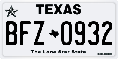 TX license plate BFZ0932