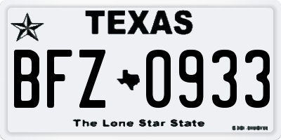 TX license plate BFZ0933