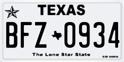TX license plate BFZ0934