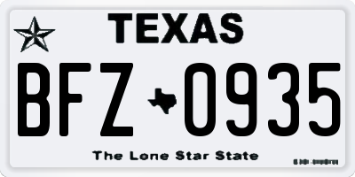 TX license plate BFZ0935