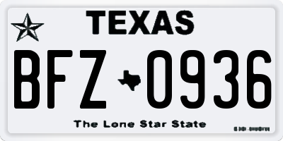 TX license plate BFZ0936