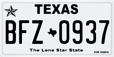 TX license plate BFZ0937
