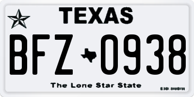 TX license plate BFZ0938