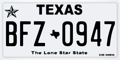TX license plate BFZ0947
