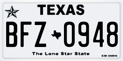TX license plate BFZ0948