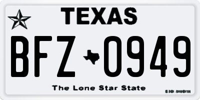 TX license plate BFZ0949