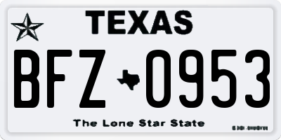TX license plate BFZ0953