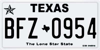 TX license plate BFZ0954