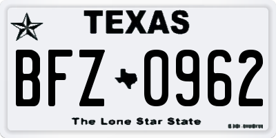 TX license plate BFZ0962