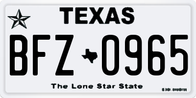 TX license plate BFZ0965
