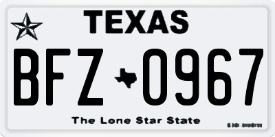 TX license plate BFZ0967