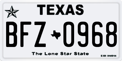 TX license plate BFZ0968