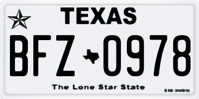 TX license plate BFZ0978