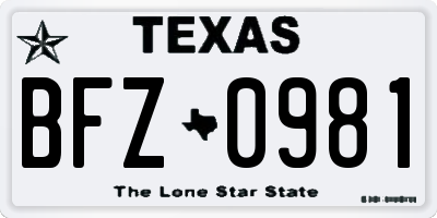 TX license plate BFZ0981