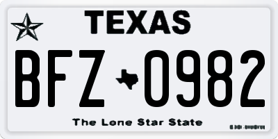 TX license plate BFZ0982